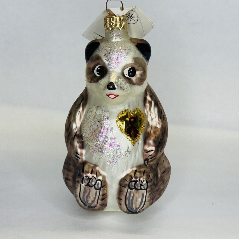 Christopher Radko Christmas Ornament A Winter Bear's Heart Aids Awareness Panda